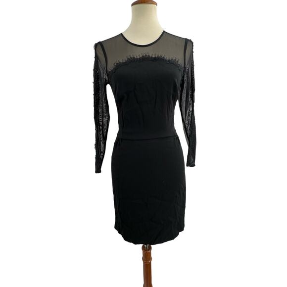 Sandro Dress Size 1 / Small Black Mini Mesh Panel - Picture 1 of 7